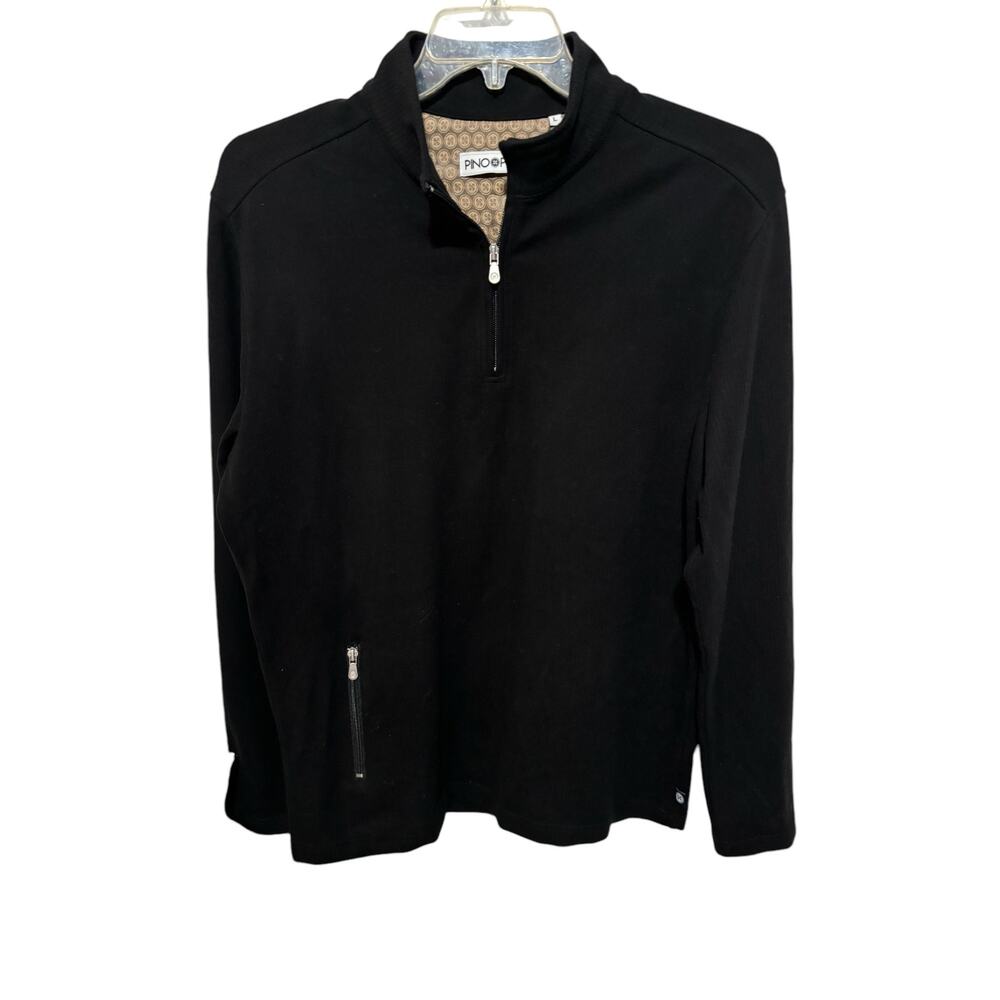 Pino Porte Mens Andrea Zip Pullover Size L Black Long Sleeves Shirt